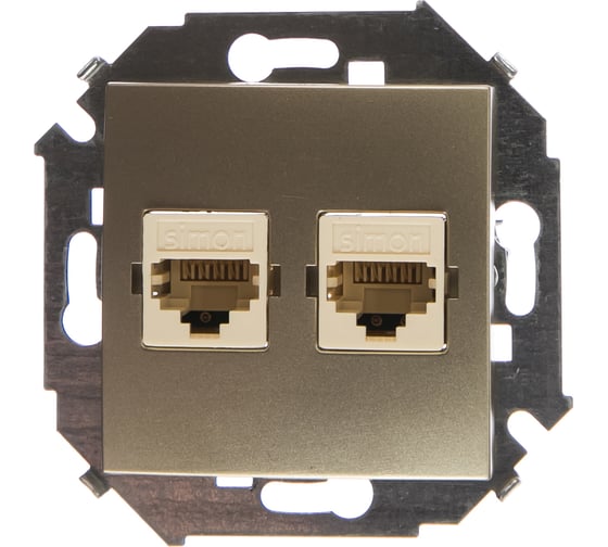 Изображение товара Компьютерная двойная розетка Simon RJ45 кат.5е, Systimax, шампань 1591593-034