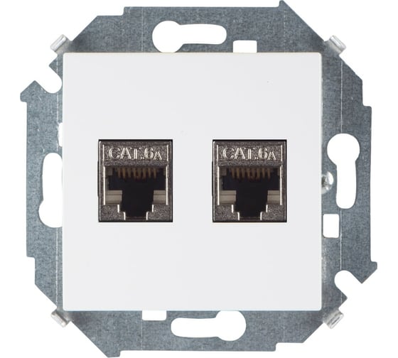 Изображение товара Компьютерная двойная розетка Simon RJ45 кат.6а АМР, FTP, белый 1591564-030
