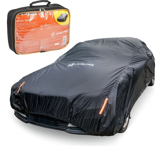 Изображение товара Защитный чехол-тент на автомобиль Airline L (520x192x120см) молния для двери, универсал., черный ADCT006
