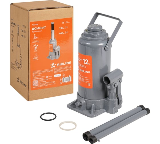 Изображение товара Бутылочный домкрат Airline 12т (MIN - 235 мм, MAX - 440 мм) AJB12M