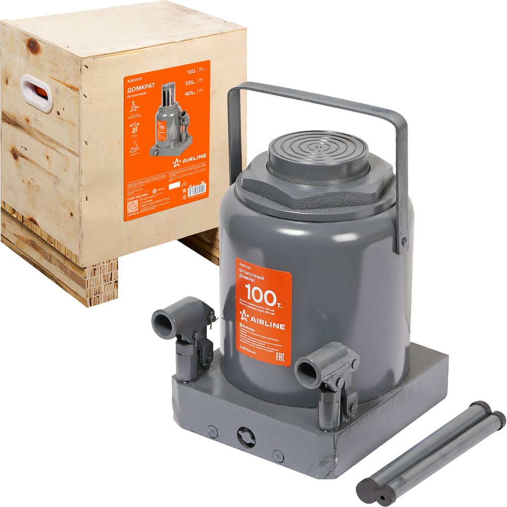 Изображение товара Бутылочный домкрат Airline 100т (MIN - 340 мм, MAX - 520 мм) AJB100S