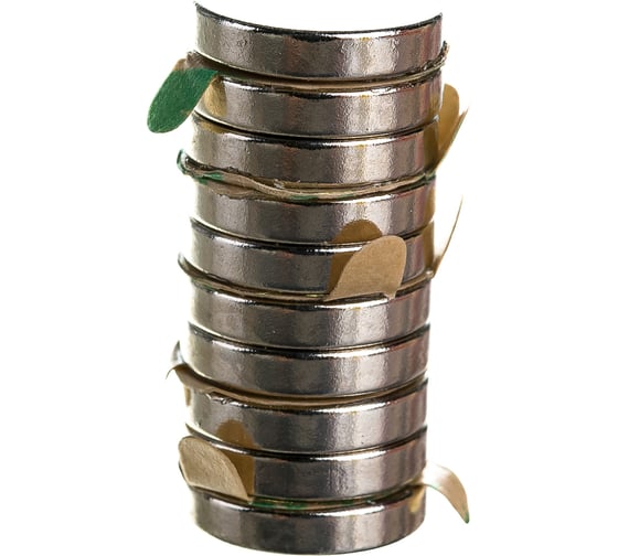 Изображение товара Неодимовый магнит - диск 10х2мм с клеевым слоем, 10шт Forceberg 9-1212217-010