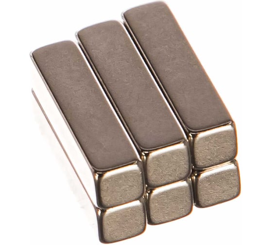 Изображение товара Неодимовый магнит прямоугольник 20х5х5 мм 6шт Forceberg 9-1272216-006