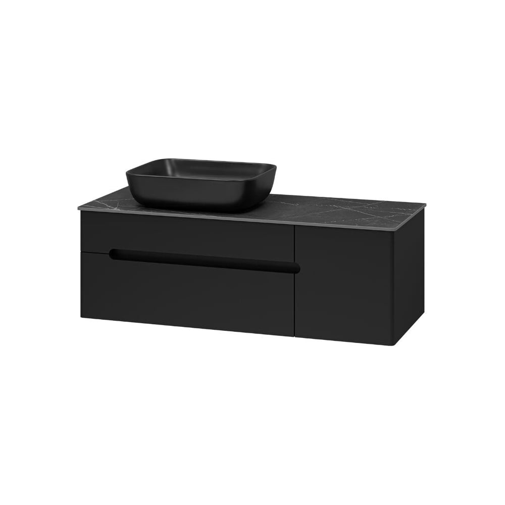 Изображение товара Комплект мебели для ванной Misty Роял 120 черный с раковиной и столешницей