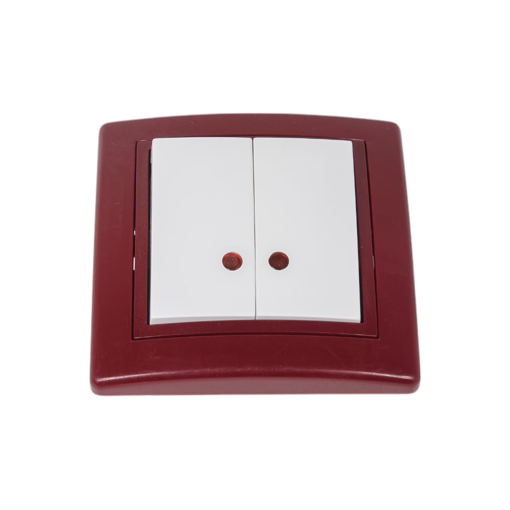 Изображение товара 2-клавишный выключатель Aling-conel PRESTIGE бордо/белый