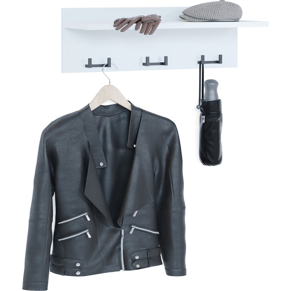 Изображение товара Прихожая СОКОЛ ВШ-8 белая современная настенная с полкой и крючками