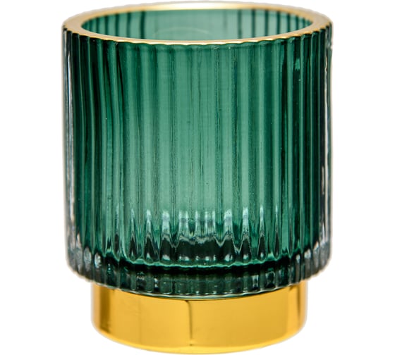 Изображение товара Декоративный подсвечник из цветного рельефного стекла Вещицы 70х70х80 мм, зеленый Star-11