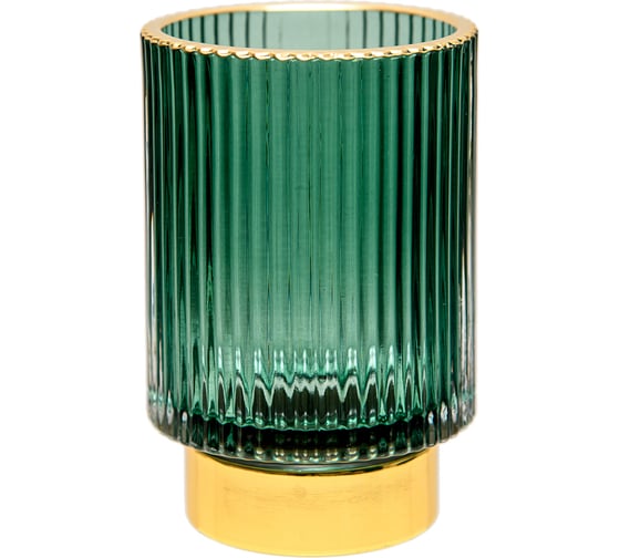 Изображение товара Декоративный подсвечник из цветного рельефного стекла Вещицы 85х85х130 мм, зеленый Star-14