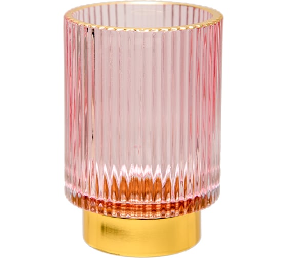 Изображение товара Декоративный подсвечник из цветного рельефного стекла Вещицы 85х85х130 мм, розовый Star-15