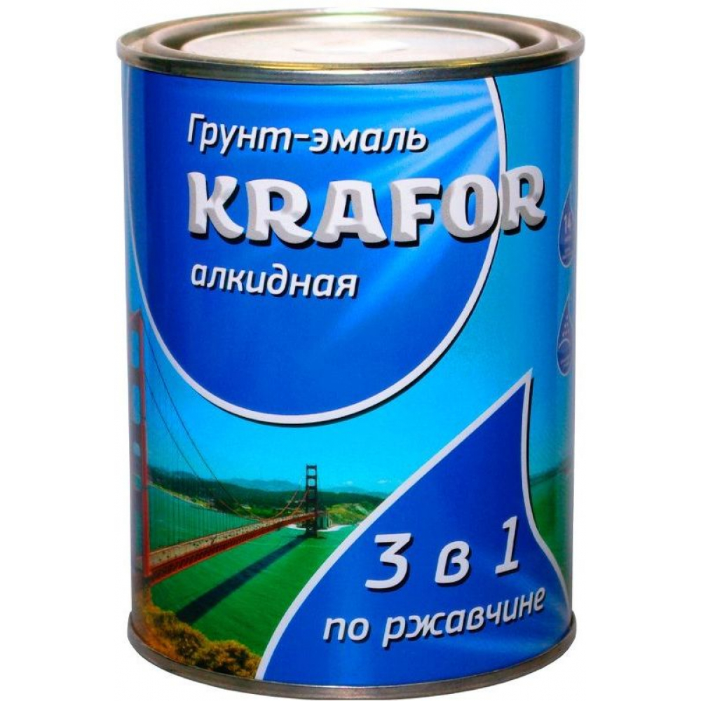фото Алкидная грунт-эмаль по ржавчине krafor желтая 1 кг 14 26683