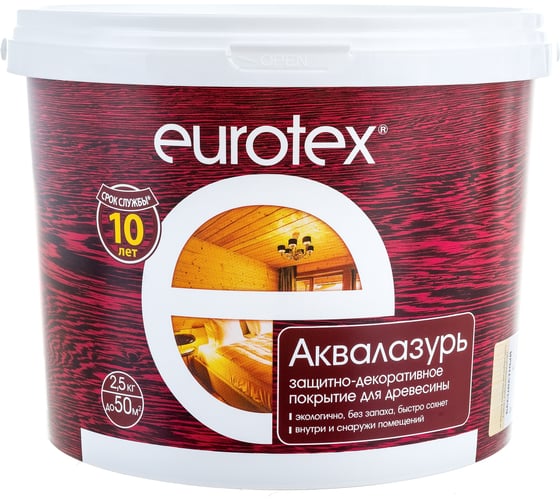 Изображение товара Защитно-декоративное покрытие для древесины Eurotex Бесцветный 2.5 кг 1/4 19957