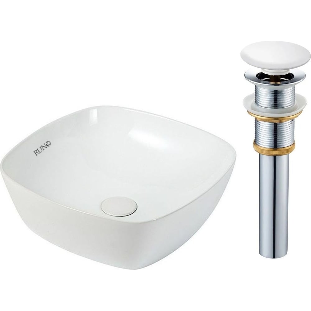 Изображение товара Умывальник мебельный Runo Bella 41x41 квадратный санфарфор стиль современный