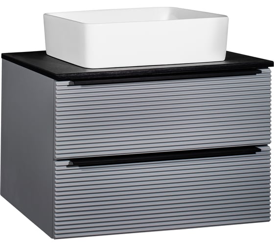 Изображение товара Тумба Runo Орлеан 70 серый чёрный подвесная под накладной умывальник 00-00002021