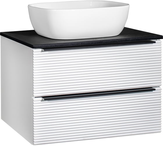 Изображение товара Тумба Runo Орлеан 70 белый матовый чёрный подвесная под накладной умывальник 00-00002022