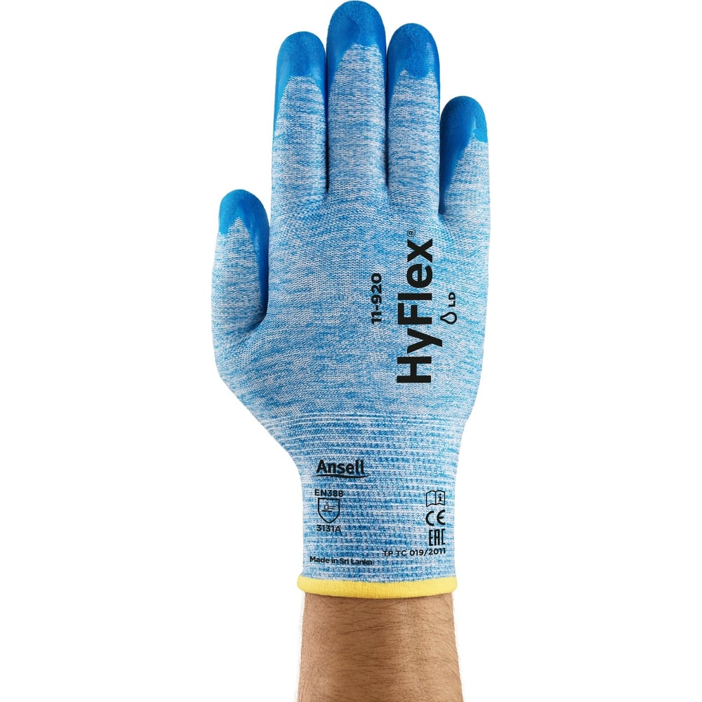 Изображение товара Перчатки маслоотталкивающие Ansell HyFlex 11-920 2XL для защиты от механических повреждений