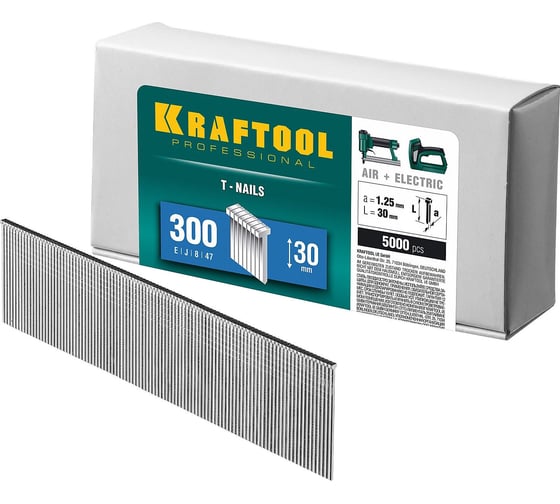 Изображение товара Гвозди для нейлера KRAFTOOL тип 18GA (47/300/F) 30 мм, 5000 шт, 31785-30