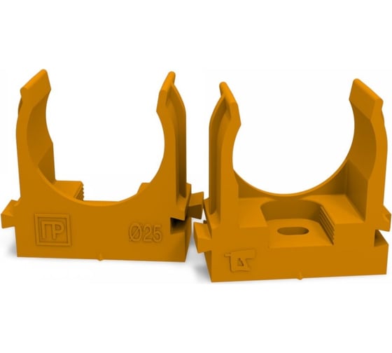 Изображение товара Крепеж-клипса Промрукав для труб для прямого монтажа оранжевая д25 100 шт PR13.0153