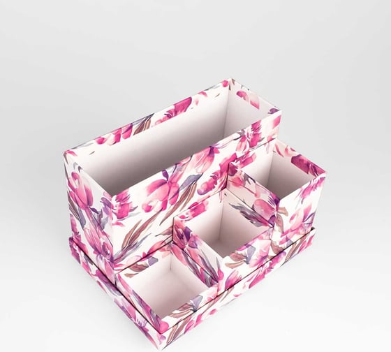 Изображение товара Настольный стильный органайзер для хранения канцелярских принадлежностей Cartonnage с 4 отдельными элементами, на подставке OK.35.10.13.P