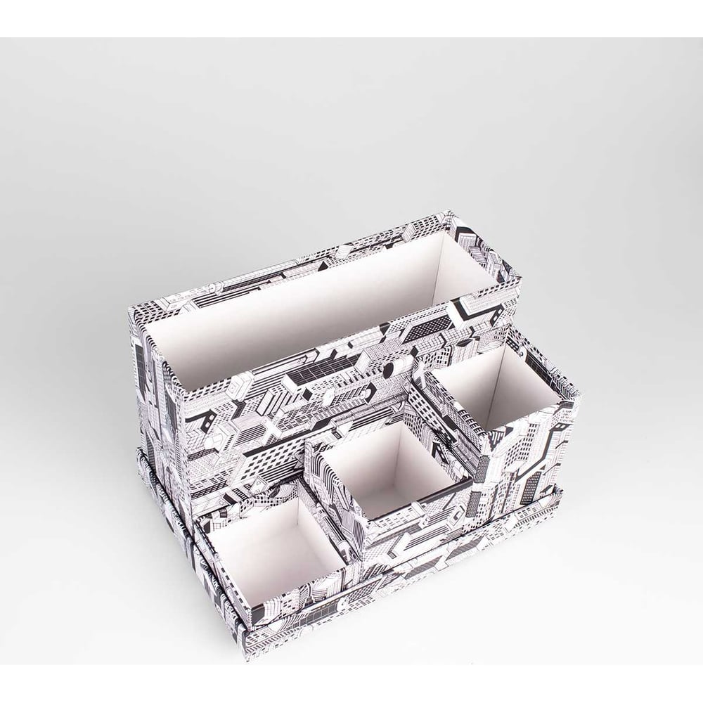 Изображение товара Настольный органайзер Cartonnage с 4 отделениями черно-белый