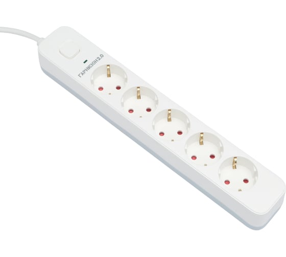 Изображение товара Сетевой фильтр Гарнизон 2.0, 5р, 10а, 2м, ур.защиты 2+, белый, пакет, EPS-5-W-2