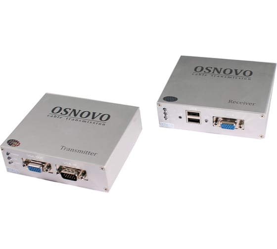 Изображение товара Комплект ( приемник + передатчик) OSNOVO TA-VKM/7+RA-VKM/7 для передачи VGA, Клавиатура, "Мышь" на расстояние до 300м. sct0335