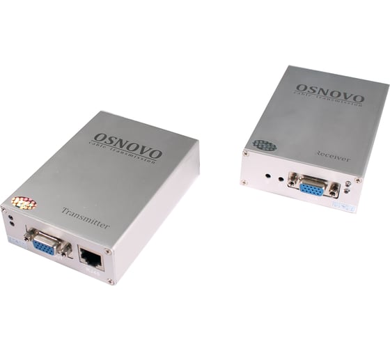 Изображение товара Комплект (передатчик+приёмник) OSNOVO TA-V/2+RA-V/2 для передачи VGA и аудиосигнала по кабелю UTP CAT5 до 100м. sct0316