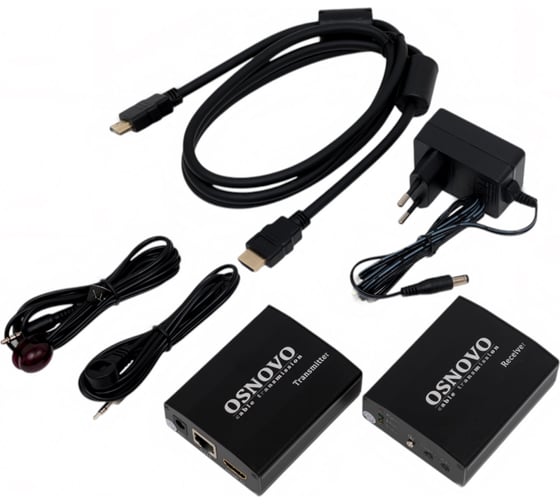 Изображение товара Комплект для передачи HDMI OSNOVO TA-HiP+RA-HiP ИК управления и питания по кабелю витой пары (HDBaseT). sct1466