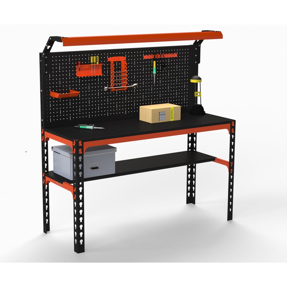 Изображение товара Металлический рабочий стол Metalex SUN 750x1000x600 с перфопанелью и освещением