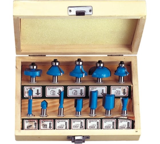 Изображение товара Набор твердосплавных фрез по дереву 12G 12 шт Strong стф-8316