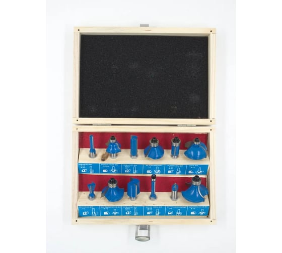 Изображение товара Набор твердосплавных фрез по дереву 12H 12 шт Strong стф-8317