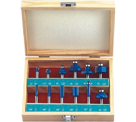 Изображение товара Набор твердосплавных фрез по дереву 12C 12 шт Strong стф-8314