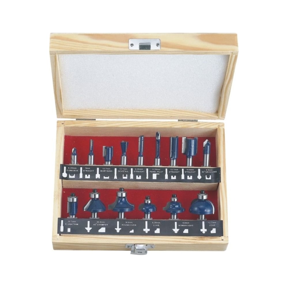 Изображение товара Набор твердосплавных фрез по дереву 15D 15 шт Strong стф-8325