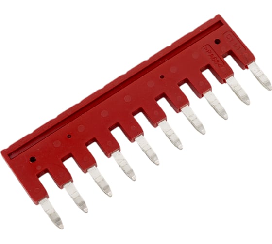 Изображение товара Перемычка для клемм ds Degson 10 полюсов, красная, упак. 10шт. DFB10-6.2-16-00Z(H)