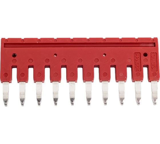 Изображение товара Перемычка для клемм ds Degson 10 полюсов, красная, упак. 10шт. DFB10-5.2-16-00Z(H)