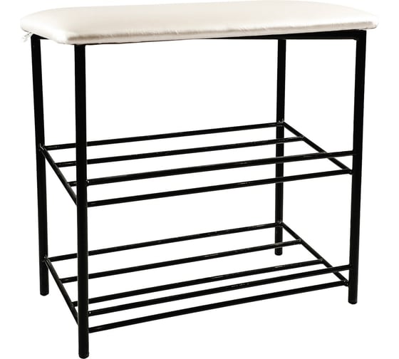 Изображение товара Банкетка-обувница MODULE`S TYLE с наклонной полкой, жемчуг/черный глянец ВИ0096