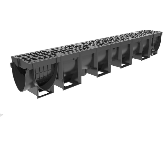 Изображение товара Водоотводный лоток Gidrolica Vs line dn100, пластиковый, 100x14x15 см, с пластиковой решеткой в125 11032101