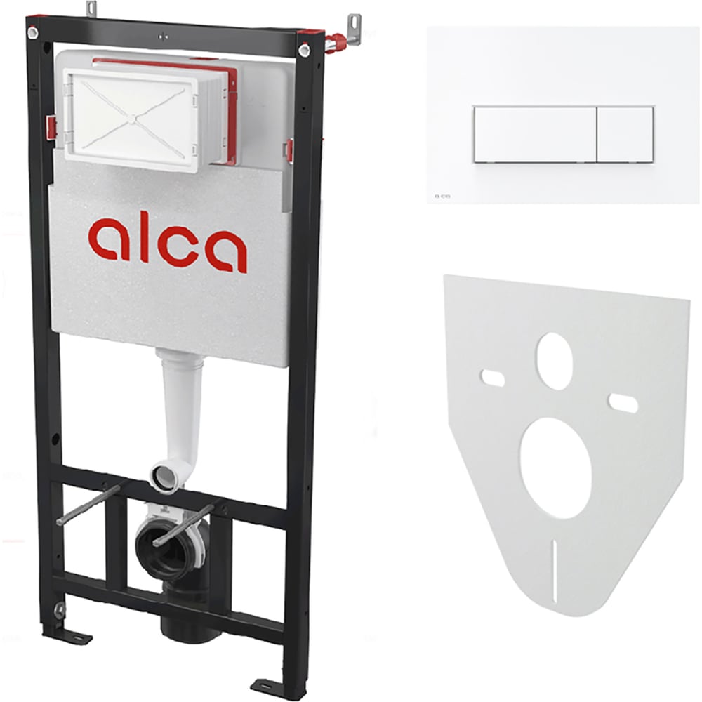 Изображение товара Инсталляция Alcadrain Set с кнопкой M571 глянцевый хром для унитаза