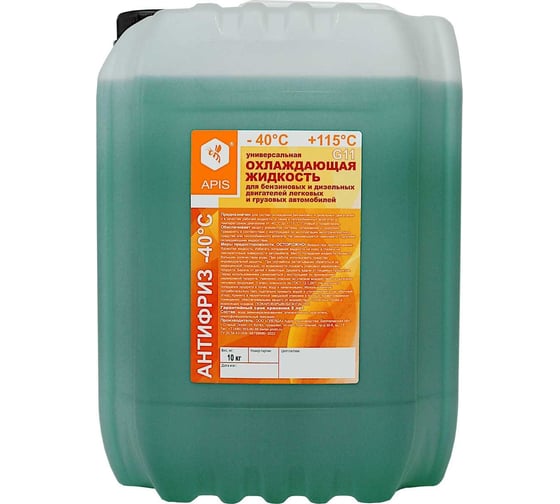 Изображение товара Антифриз APIS -40 G11 охлаждающая жидкость для двигателя автомобиля, зеленый 10 кг RUZ-003-0008