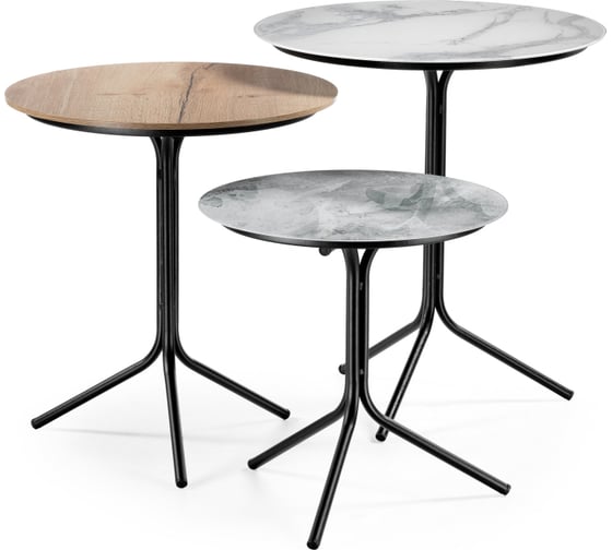 Изображение товара Комплект столиков Woodville Рускус, белый мрамор/серый мрамор/галифакс 500013