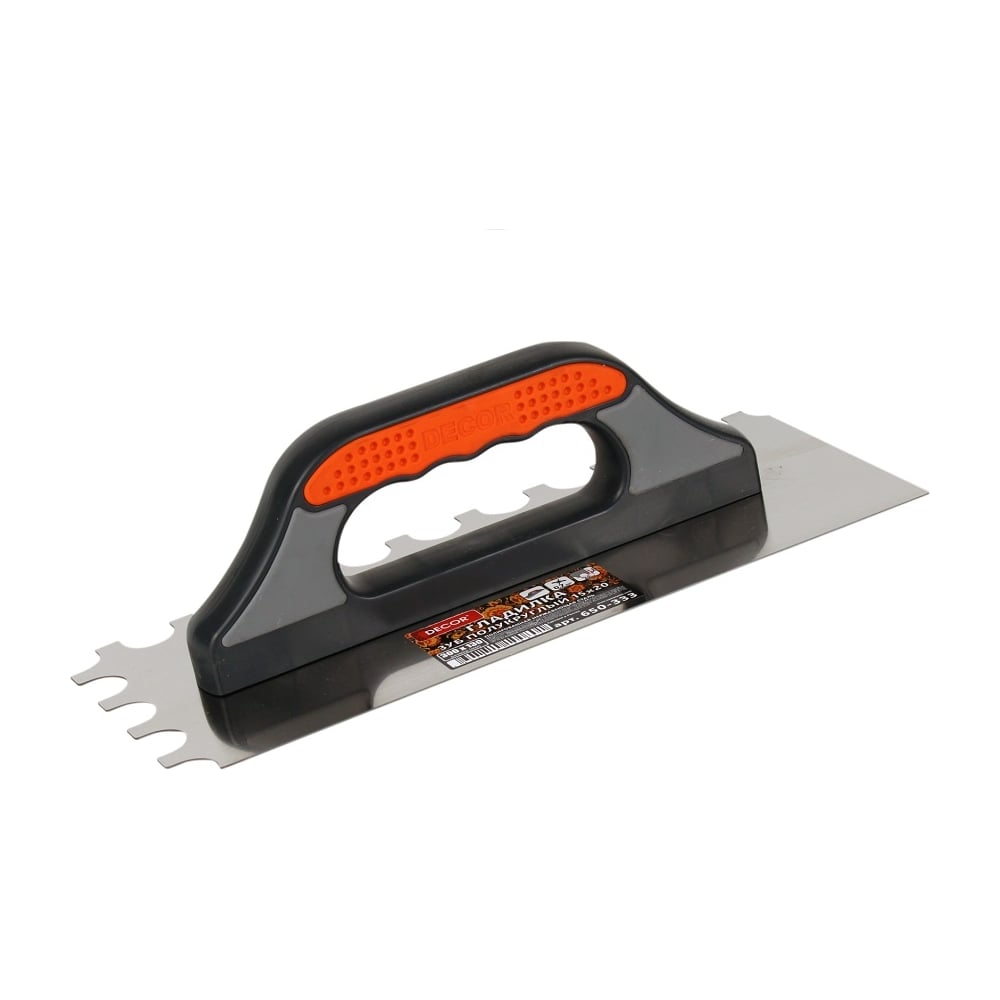 Изображение товара Гладилка DECOR 3k 300x130 мм нержавеющая сталь зубцы 15x20 мм профессиональная