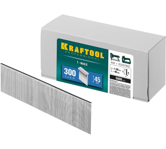 Изображение товара Гвозди для нейлера KRAFTOOL тип 18GA (47/300/F) 45мм, 5000 шт, 31785-45