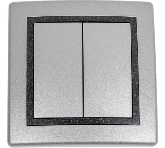 Изображение товара Проходной выключатель Aling-conel PRESTIGE 2-клавишный 10AX 250V серебро-графит-серебро арт. 6072.S2S