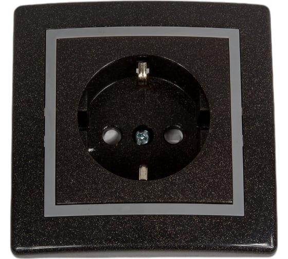 Изображение товара Розетка с заземлением Aling-conel PRESTIGE с защитными шторками керамическое основание 16A 250V графит-серый-графит арт. 601.212