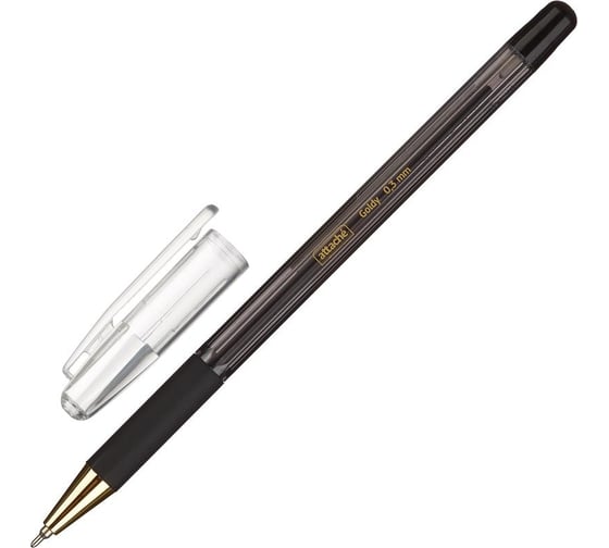 Изображение товара Шариковая ручка Attache Goldy 0,3 мм, черный, масляная, неавтоматическая, с резиновой манжеткой 977960