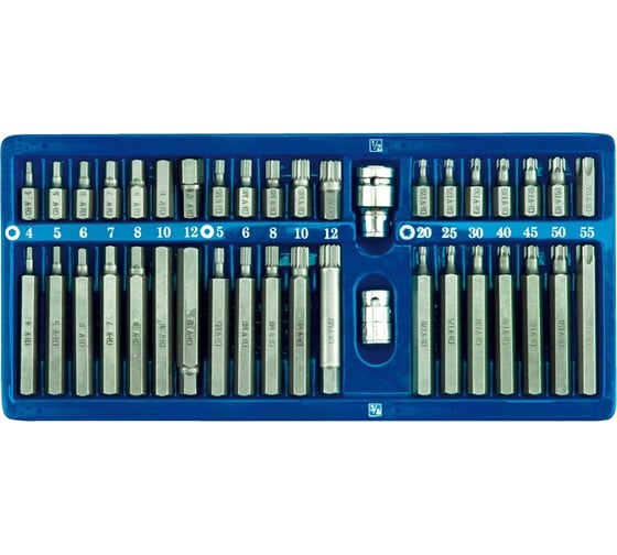 Изображение товара Набор бит Vorel 1/2". 3/8" 40 предметов HEX Torx SPLINE металлический кейс 66400