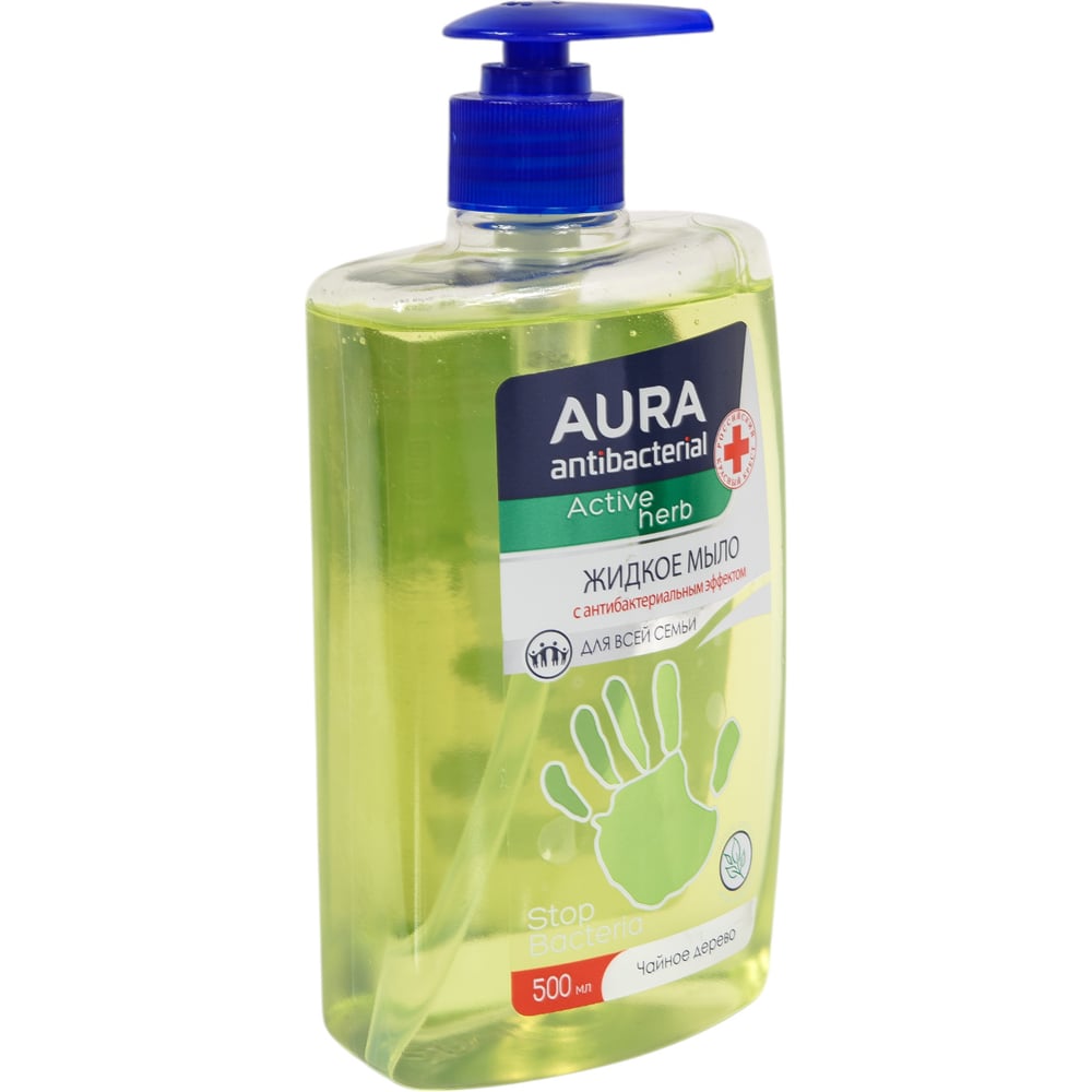 Изображение товара Жидкое мыло AURA antibacterial active с антимикробными свойствами чайное дерево 0.5 л