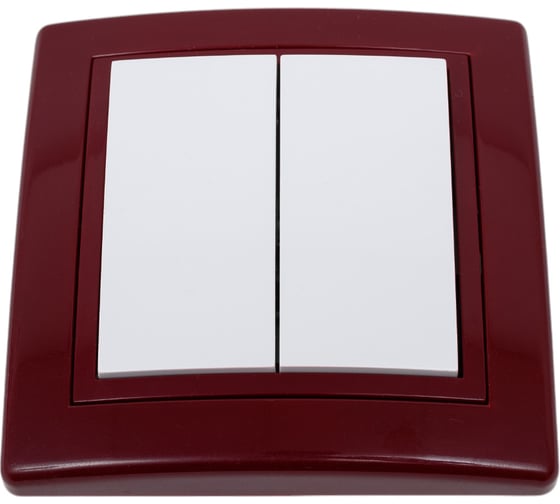 Изображение товара Проходной выключатель Aling-conel PRESTIGE 2-клавишный 10AX 250V бордо-бордо-белый арт. 6072.330