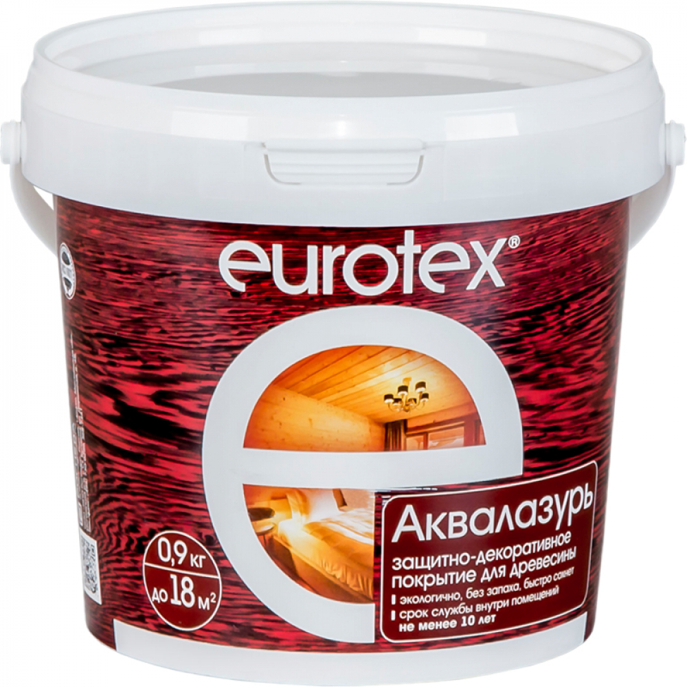 фото Защитно-декоративное покрытие для древесины eurotex аквалазурь сосна 0.9 кг 15631