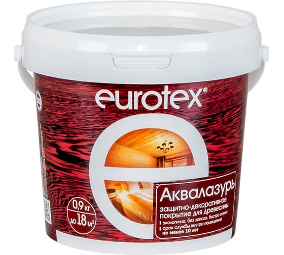 Изображение товара Защитно-декоративное покрытие для древесины Eurotex Аквалазурь (сосна; полуглянцевое; 0.9 кг) 15631