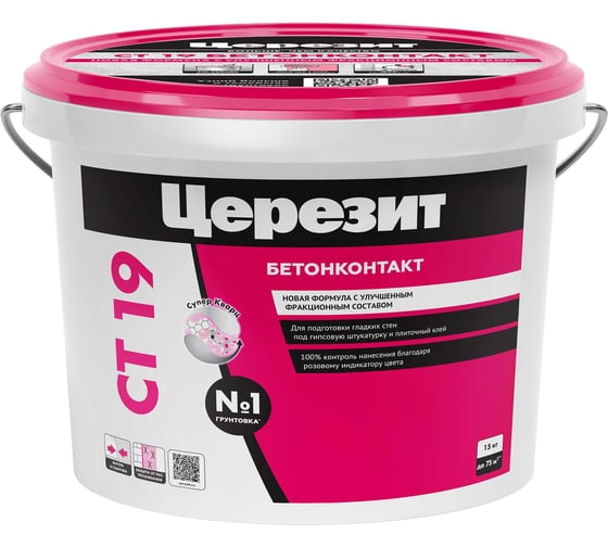 Изображение товара Грунтовка Церезит БетоноКонтакт CT 19 Зима 15 кг 1/44 208293 1505250